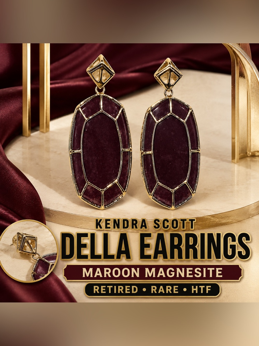 Retired Kendra Scott Della earrings in Maroon Magnesite